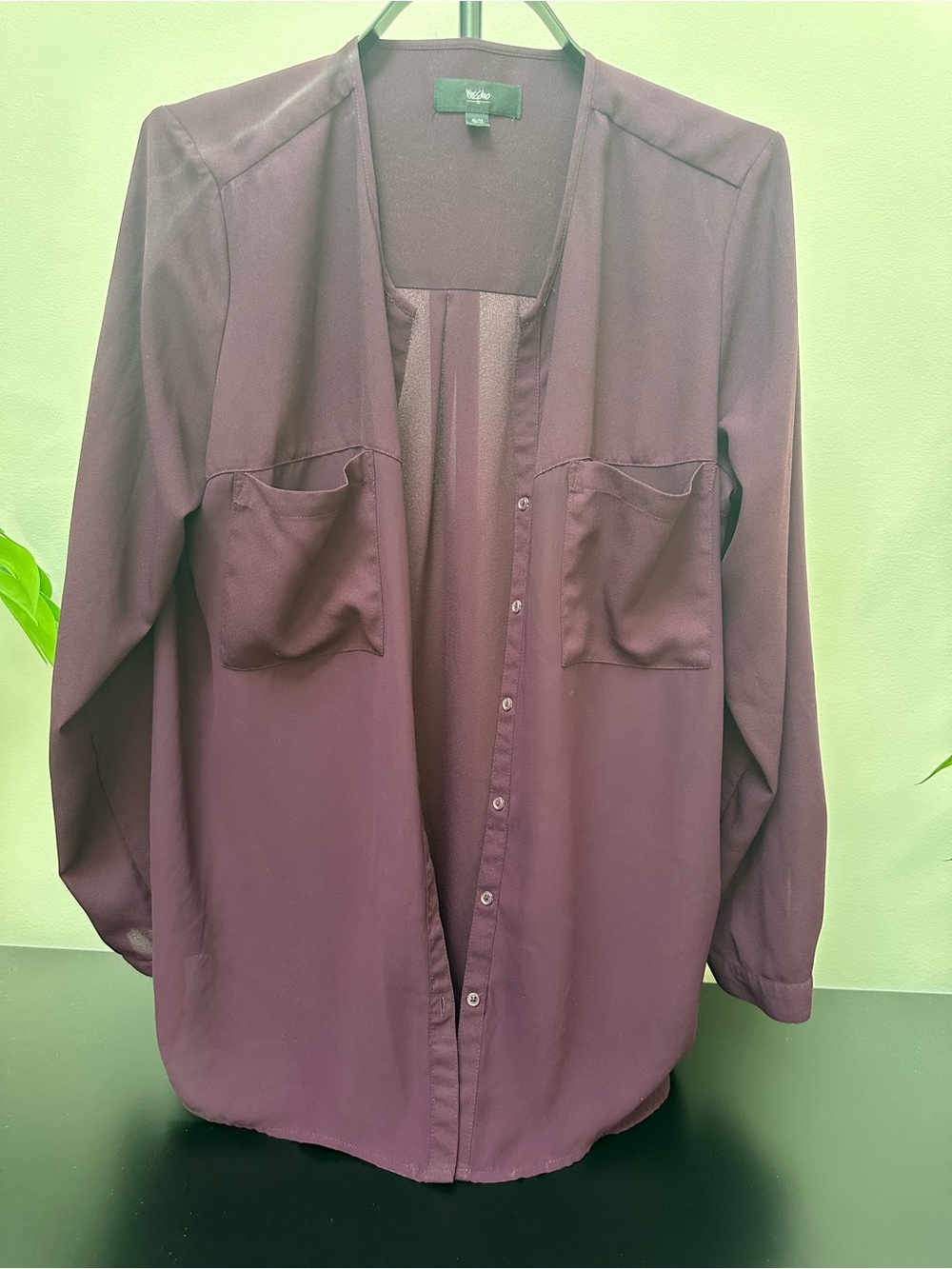 Mossimo burgundy collarless Long-Sleeve Top